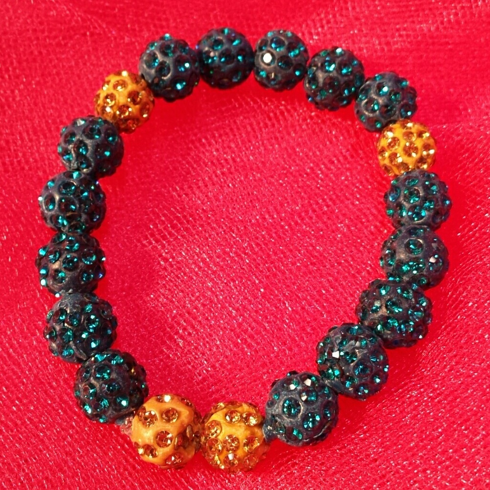 Turquoise Blue Gold Sparkle Bling Bracelet NWT